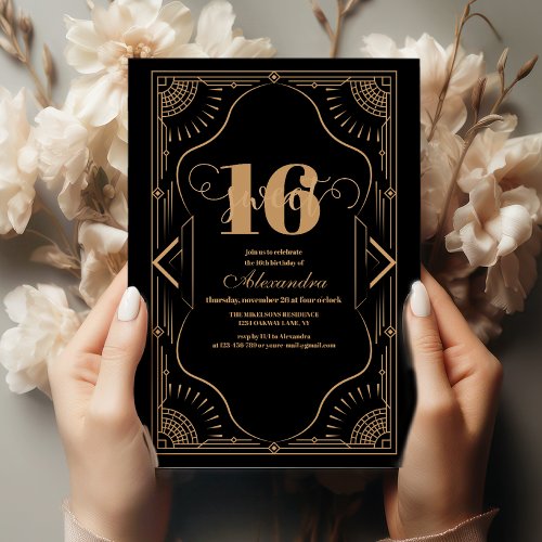 Roaring 20s Gatsby Vintage Art Deco Sweet 16 Invitation