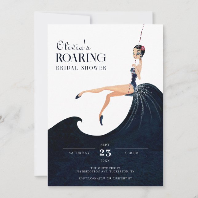 Roaring 20s Glas Chic Flapper Bridal Shower Invitation (Front)