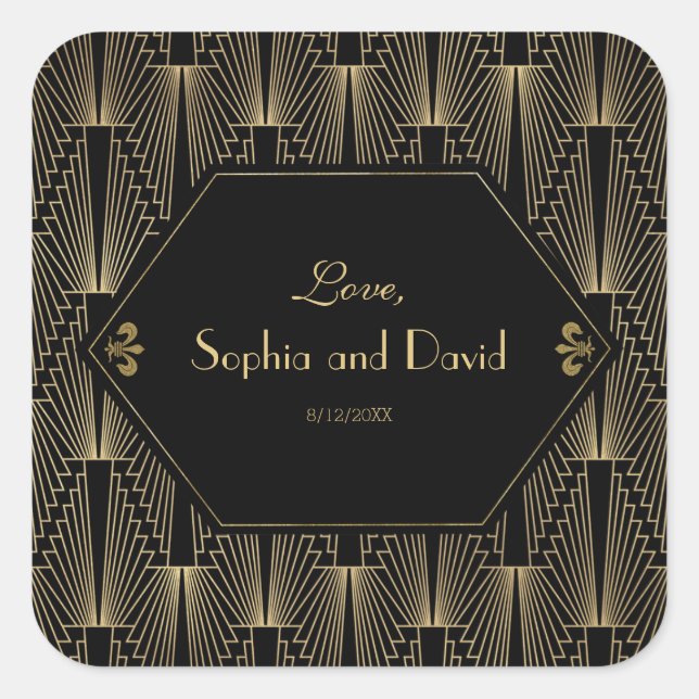Roaring 20s Great Gatsby 1920s Art Deco Wedding Square Sticker (Front)