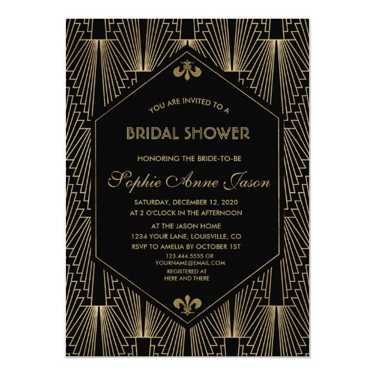 Roaring 20s Great Gatsby Art Deco Bridal Shower Invitation