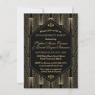Roaring 20s Great Gatsby Art Deco Engagement Party Invitation