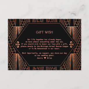 Roaring 20s Great Gatsby Copper Wedding Gift Wish Enclosure Card