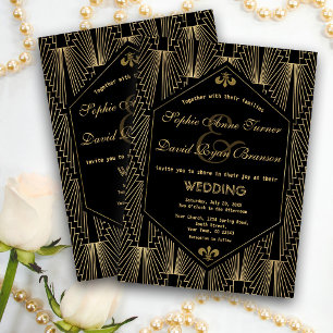 Roaring 20s Great Gatsby Vintage Art Deco Wedding Invitation