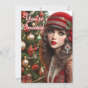 Roaring 20s Holiday Flapper Christmas Party Invitation