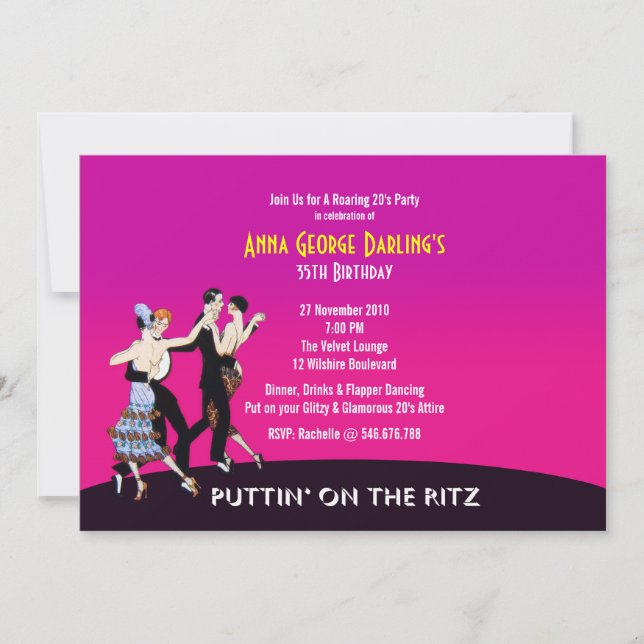 Roaring 20's Jazz Party Theme Invitation (Front)