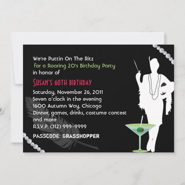 Roaring 20s Party Invitation (Front)