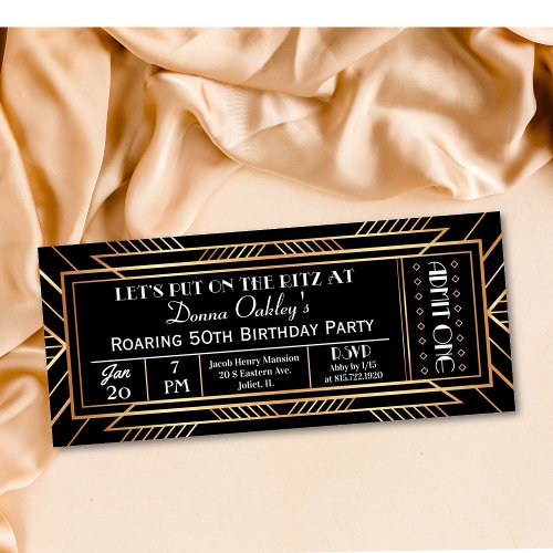 Roaring 20s Party Ticket Invitation