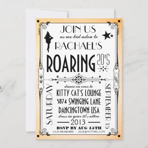 Roaring 20's Retro Art Deco Party Invitation