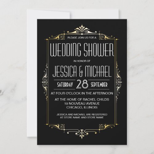 Roaring 20's Theme Wedding Shower | Art Deco Style Custom Announcements