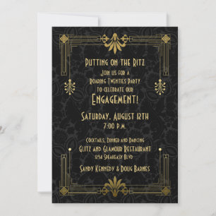 Roaring 20s Twenties Art Deco Engagement Party Invitation