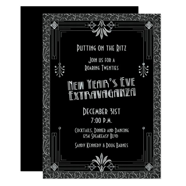 Roaring 20s Twenties Art Deco New Year's Eve Party Invitation