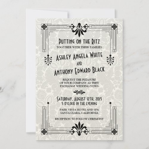Roaring 20s Twenties Art Deco Wedding Invitation