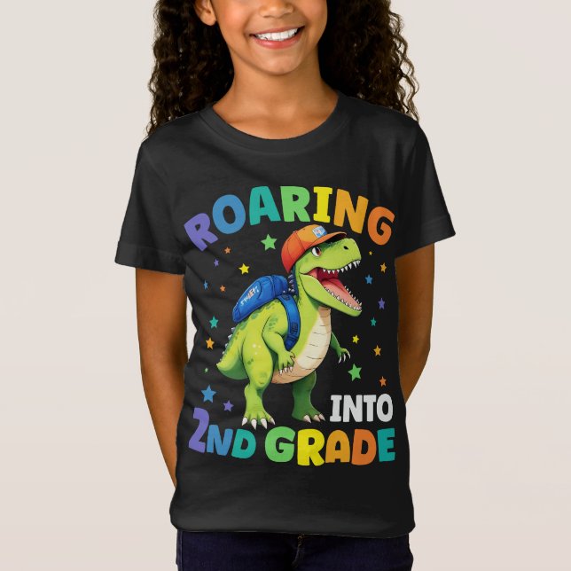 Roaring 2nd Grade Dinosaur T Rex Back To School  T-Shirt (Front)