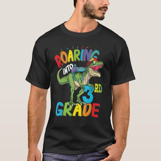 Roaring 3rd Grade Dinosaur Back To School  For Boy T-Shirt (Front)