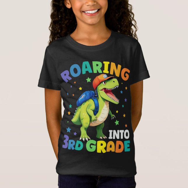 Roaring 3rd Grade Dinosaur T Rex Back To School  T-Shirt (Front)