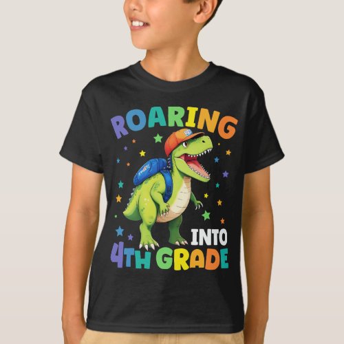 Roaring 4th Grade Dinosaur T Rex Back To School  T_Shirt