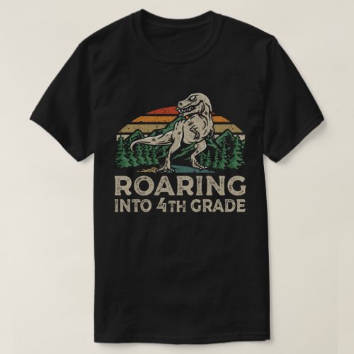 Roaring 4th Grade Dinosaur T Rex Back To School  T_Shirt