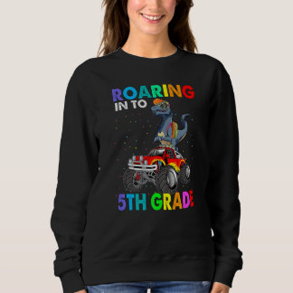 Roaring 5th Grade Dinosaur Rex Back To School Boys Sweatshirt
