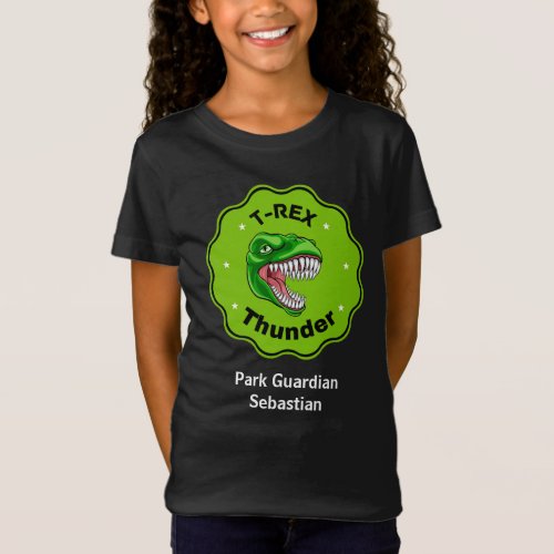 Roaring Adventure T_Rex Thunder Dinosaurs on Girls T_Shirt