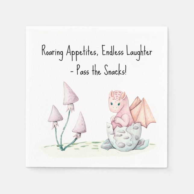 Roaring Appetites, Endless Laughter Dragon Baby  Napkins (Front)