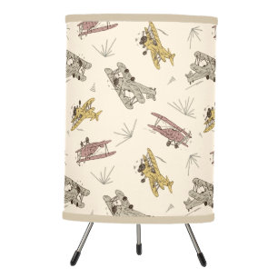 Roaring Art Deco Bi-planes - red yellow pattern. Tripod Lamp