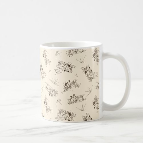 Roaring Art Deco Bi_planes _ sketched pattern   Coffee Mug