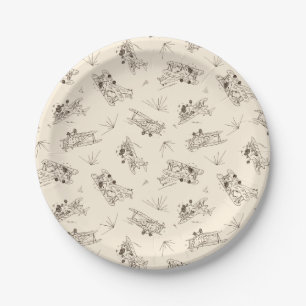 Roaring Art Deco Bi-planes - sketched pattern.   Paper Plates