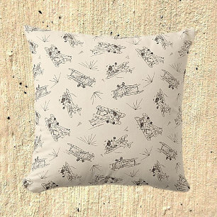 Roaring Art Deco Bi-planes - sketched pattern. Throw Pillow