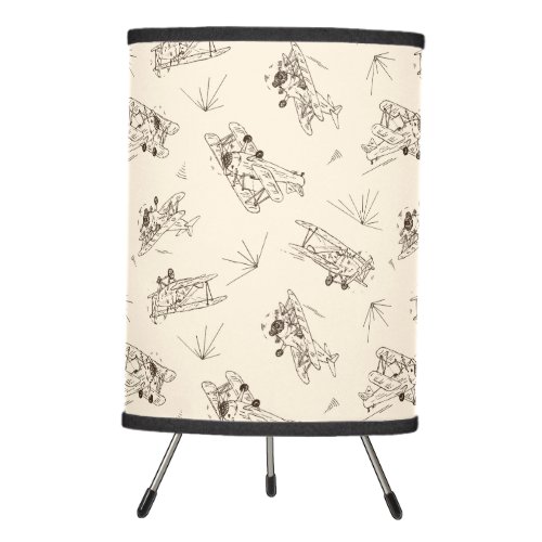 Roaring Art Deco Bi_planes _ sketched pattern   Tripod Lamp