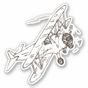 Roaring Art Deco Bi-planes - sketched single. Sticker