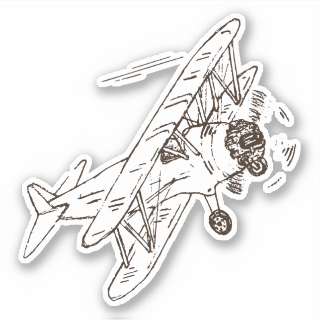 Roaring Art Deco Bi-planes - sketched single. Sticker (Front)