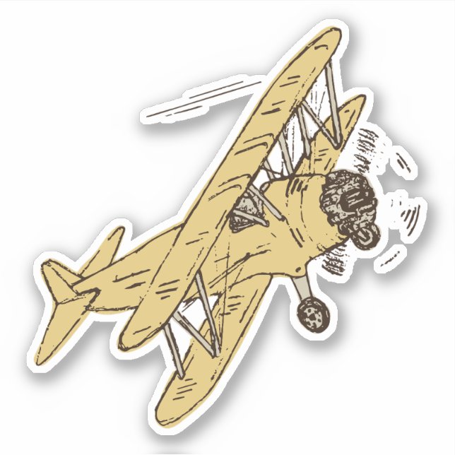 Roaring Art Deco Bi-planes - yellow single. Sticker (Front)