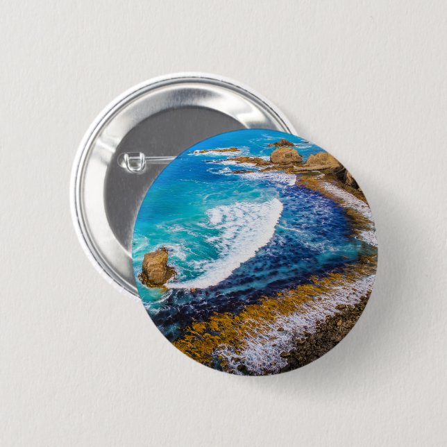 Roaring Bay At Nugget Point Button (Front & Back)