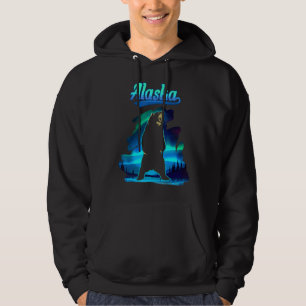 Roaring Bear Alaska Northern Lights Aurora Hoodie