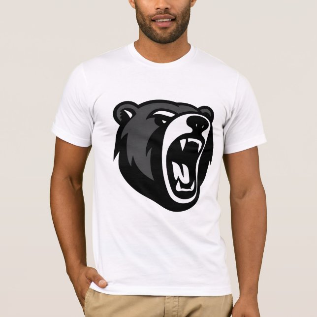 Roaring Bear Face Graphic White T-Shirt (Front)