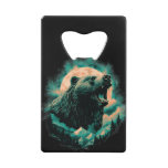 Roaring bear in mountains design credit card bottle opener