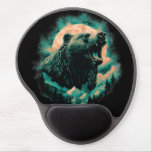 Roaring bear in mountains design gel mouse pad