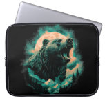 Roaring bear in mountains design laptop sleeve