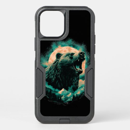 Roaring bear in mountains design OtterBox commuter iPhone 12 pro case