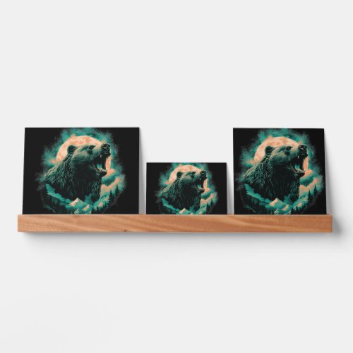 Roaring bear in mountains design picture ledge