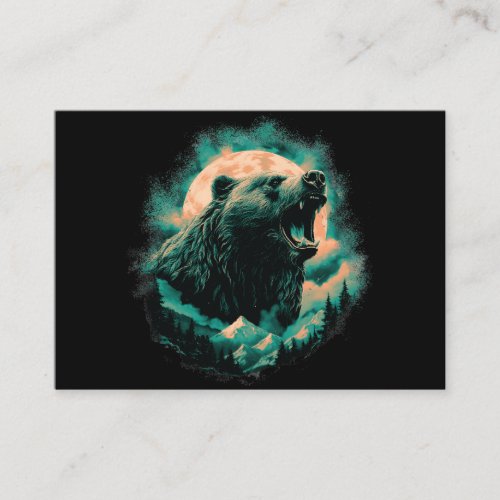 Roaring bear in mountains design place card