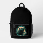 Roaring bear in mountains design printed backpack