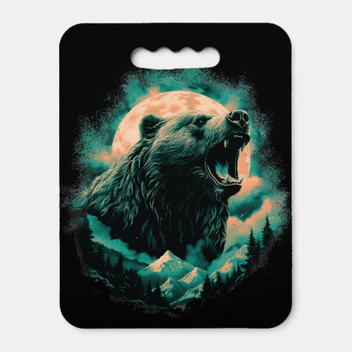 Roaring bear in mountains design seat cushion