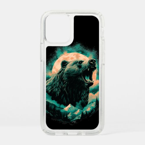Roaring bear in mountains design speck iPhone 12 mini case