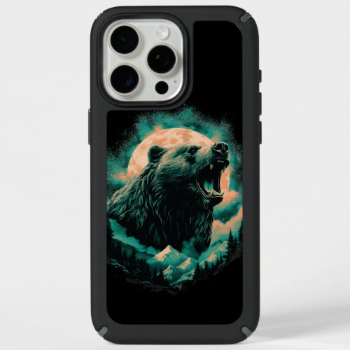 Roaring bear in mountains design iPhone 15 pro max case