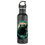 Roaring bear in mountains design stainless steel water bottle