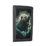 Roaring bear in mountains design trifold wallet