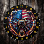 Roaring Bear of American Pride Dart Board<br><div class="desc">1. Elevate your recreational space with this exquisite dart board, adorned with a striking American flag design that embodies both patriotism and rugged charm. Crafted with meticulous attention to detail, this dart board features vibrant colors and a high-quality finish, ensuring it not only serves as a functional piece for your...</div>