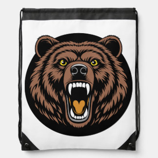 Roaring Bear Power Emblem Drawstring Bag