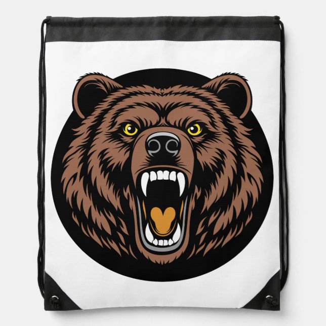 Roaring Bear Power Emblem Drawstring Bag (Front)
